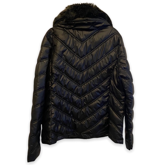KENNETH COLE NY Black Puffer Jacket with Faux Fur Collar Size XL - Picture 3 of 4